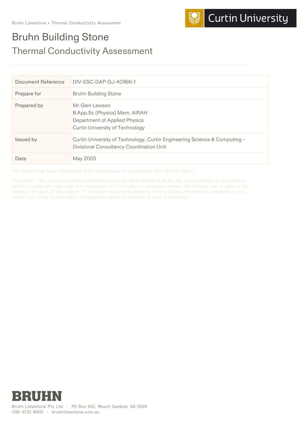 Thermal Conductivity Assessment cover