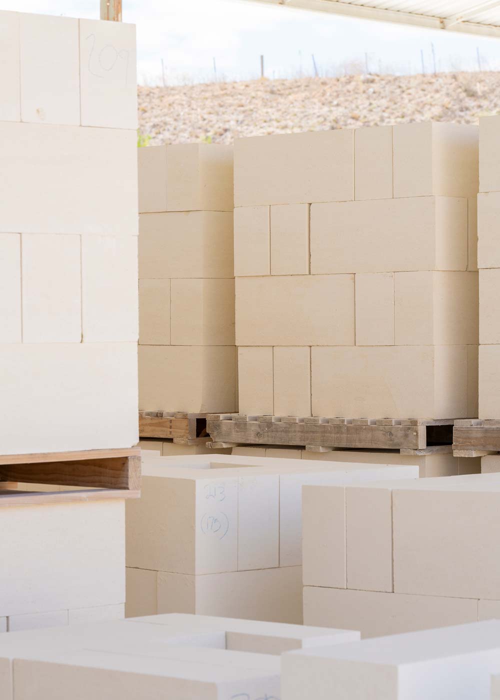 Mount Gambier Limestone Quarry, limestone blocks stacked